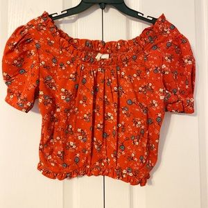 Crop Scrunch Floral Shirt